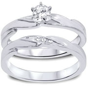 Pompeii 1/4ct Diamond Engagement Wedding Ring Set 10K White Gold (I/J,I2-I3)