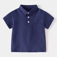 thumbnail image 3 of Baby Boy Summer Clothes Short Sleeve Polo Shirts Shorts Set Pique Beach Outfits,Navy, 3 of 5