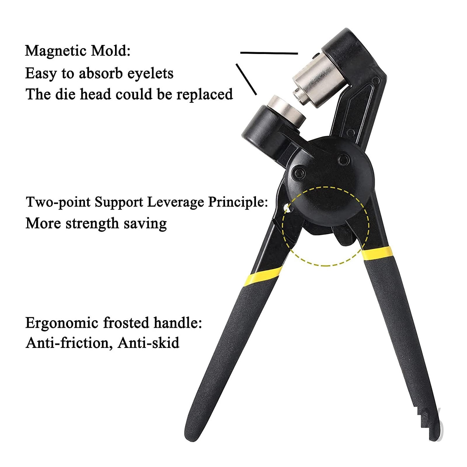 3/8Inch 10mm Grommet Plier Kit Grommet Hollow Hole Punch Tool Black Hand Press Handheld Eyelet Setter ,Widely Use