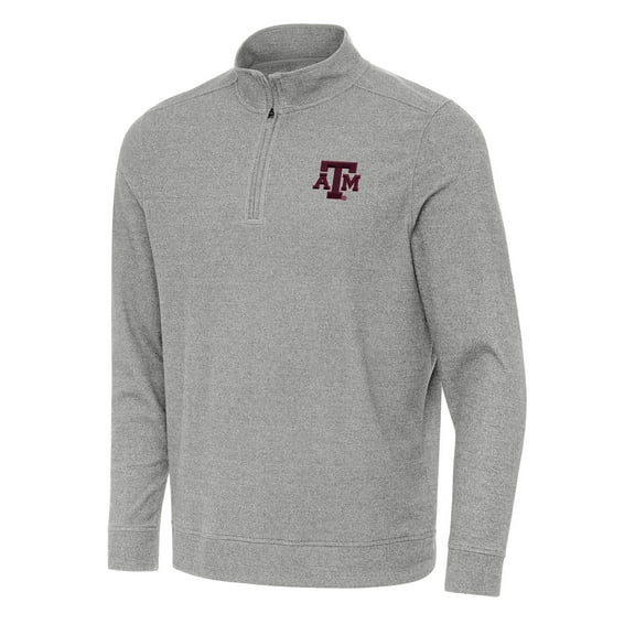 Men's Antigua Heather Gray Texas A&M Aggies Subtle Quarter-Zip Sweatshirt