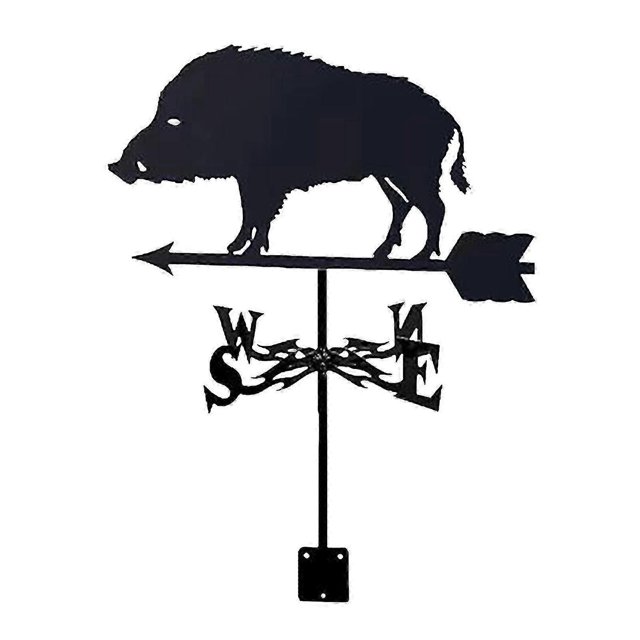 Stainless Steel Spray Paint Pig Weathervane Ornament Patio Outdoor Iron Weathervane Wild Boar