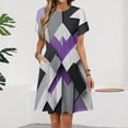 thumbnail image 2 of Purple Black Grey Abstract Sundress Short Sleeve Dress Summer Women Clothes Dress for Women Dresses, 2 of 7