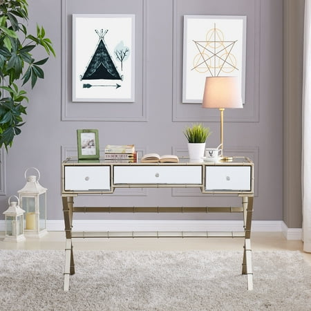 Southern Enterprises Leiro Hollywood Regency Mirrored Console Table Southern Enterprises Leiro Hollywood Regency Mirrored Console Table Glam Style Champagne
