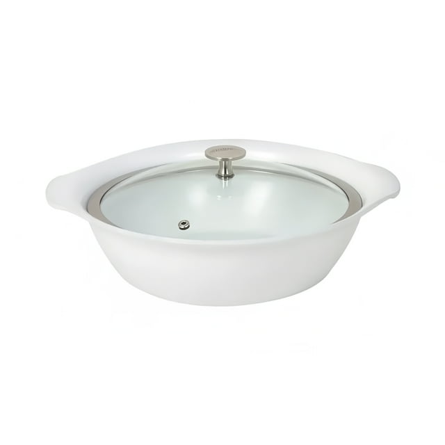 Spring USA 8258-2/30/2 3 3/4 qt Casserole avec Couvercle - Compatible Induction, Aluminium/céramique, Blanc