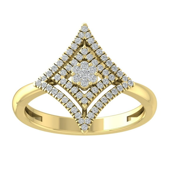 ARAIYA FINE JEWELRY 14K Yellow Gold Lab Grown Diamond Cluster Band Ring (1/3 cttw, D-F Color, VS Clarity), Size 7