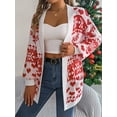 thumbnail image 4 of Women's Ugly Christmas Cardigans Sweater with Pockets Heart Pattern Xmas Knit Cardigan Reindeer Open Front Knitwear, 4 of 7