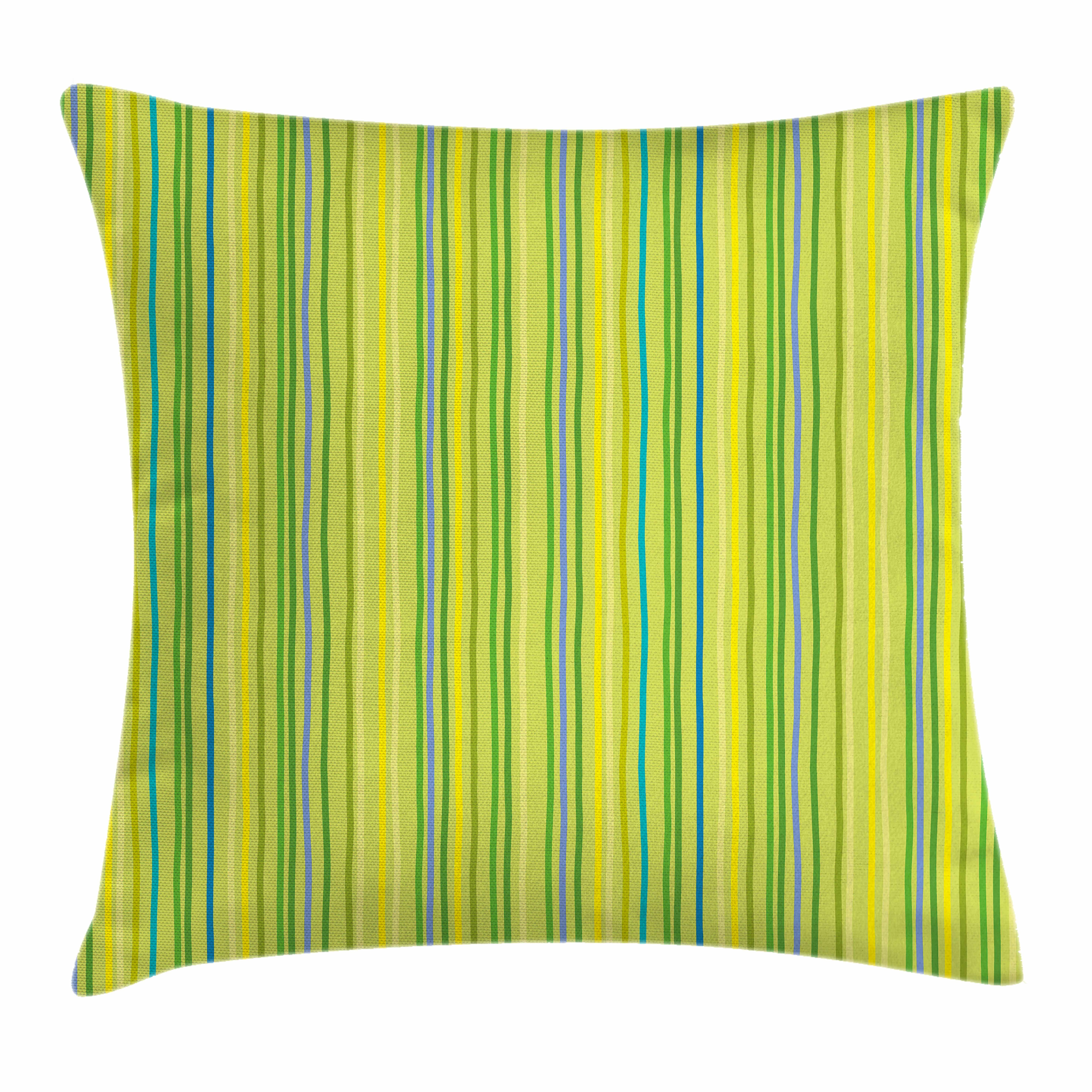 Lime Green Throw Pillow Cushion Cover, Pastel Toned Vertical Bands Striped Lines Geometric