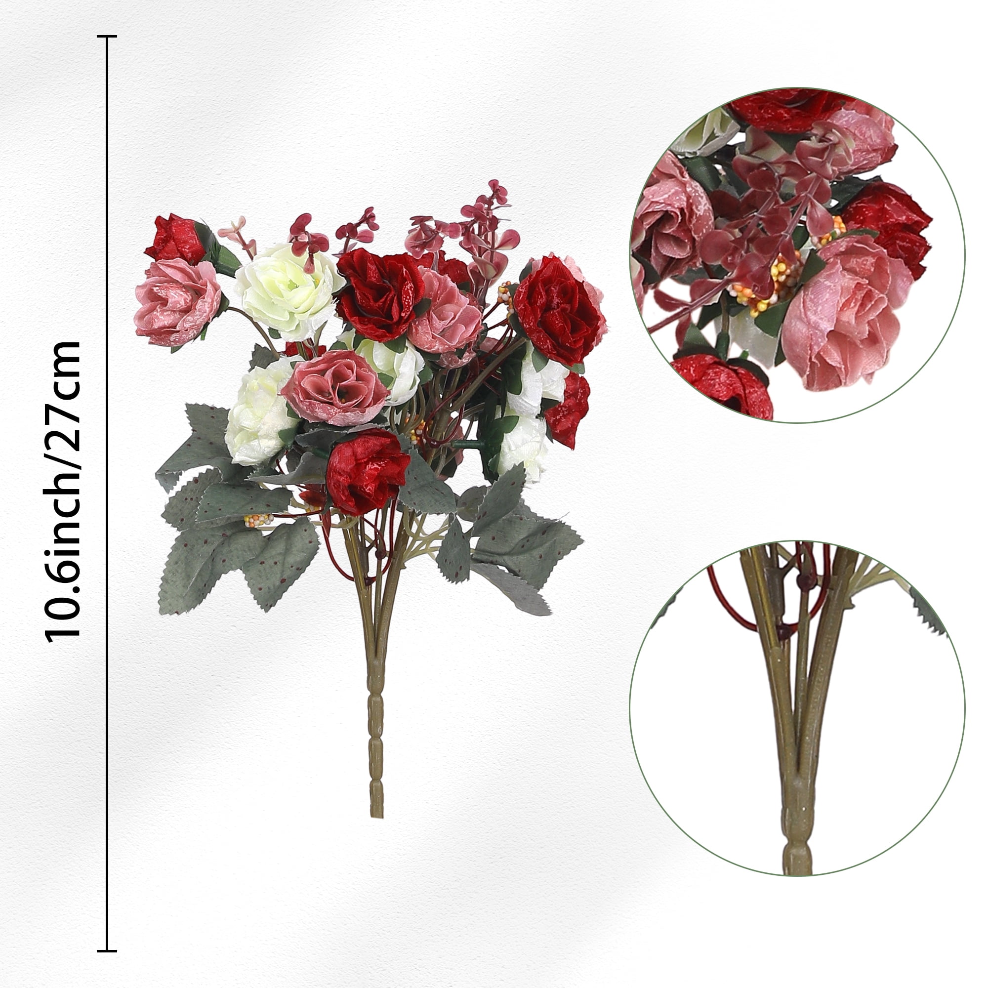 Unique Bargains Silk Rose Bouquet Fake Artificial Flowers Wedding Party Home 6pcs Red