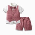 thumbnail image 2 of Toddler Boys Formal Outfits Set Short Sleeve Bow Tie Shirts and Shorts Set for Photography Baby Boy Summer Clothes, 2 of 4