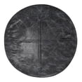 thumbnail image 3 of Trent Home Boho Round Pouf in Distressed Black Genuine Leather, 3 of 9