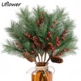 thumbnail image 2 of Planta artificial navideña, simulación de rama de piña, copo de nieve, rama de árbol de bayas, decoración navideña, corona, artesanía floral DIY, 2 of 5