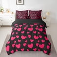 thumbnail image 2 of Feelyou Romantic Love Heart Bedding Comforter Set 7pcs for Child, Kawaii Cartoon Black Red King Bedding Sets, Dreamy Princess Style Reversible Bed Sheets, Ultra Soft Bedroom Decor, 2 of 7