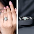 thumbnail image 3 of Rosec Jewels Real Ethiopian Opal Ring Set with Moissanite for Women - 0.9 Carat Oval Engagement Ring with Enhancer, 14K White Gold, US 7.00, 3 of 7