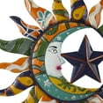 thumbnail image 6 of DecMode Multi Colored Metal Sun and Moon Indoor Outdoor Abstract Patterned Home Wall Decor with Yellow and Blue Accents, 25" x 1" x 25", 6 of 12