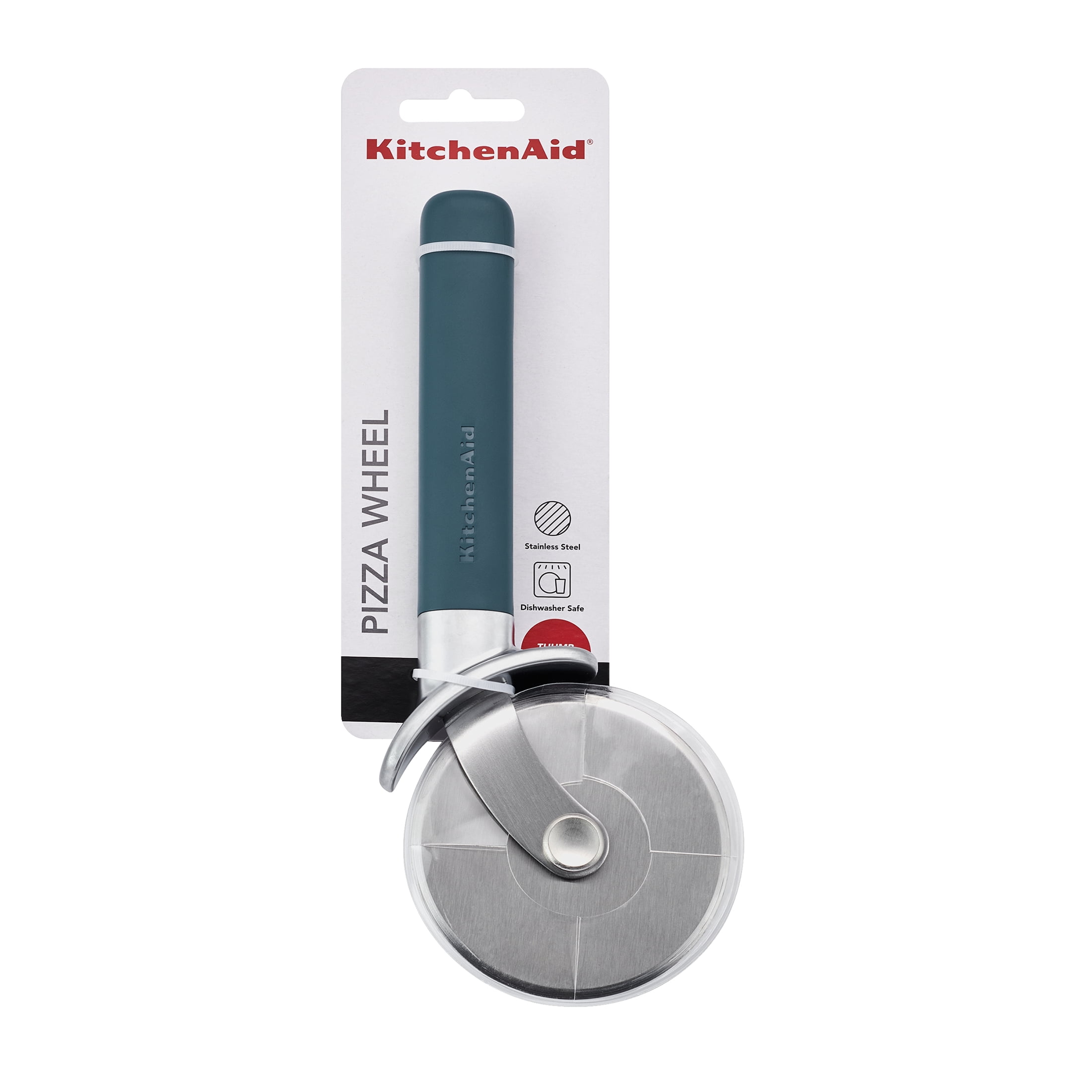 KitchenAid Stainless Steel Pizza Cutter Wheel with Finger Guard and Ergonomic Handle, Agave