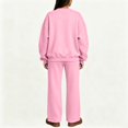 thumbnail image 3 of Szluipve 2 Piece Sets for Women 2 Piece Loungewear Set, Crew Neck Oversized Sweatshirt & High Waist Wide Leg Pants, Solid Color Fleece Casual Matching Tracksuit Pink L, 3 of 6