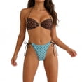 thumbnail image 6 of Yeaiivve Women's Triangle Bikini Sets O Ring Linked Two Piece Swimsuits Halter Bandeau Top with Side Tie Swim Bottom Cheeky Bathing Suit for Women Multicolor,L, 6 of 8