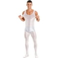 YEAHDOR Mens Glossy Full Body Unitard Sleeveless Gym Sports Wrestling ...