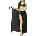 thumbnail image 3 of LA LEELA Women's Semi Sheer Sarong Swimwear Cover Up Summer Split Wrap Skirt Bikini Cover-Ups S Black, Plain, 3 of 5