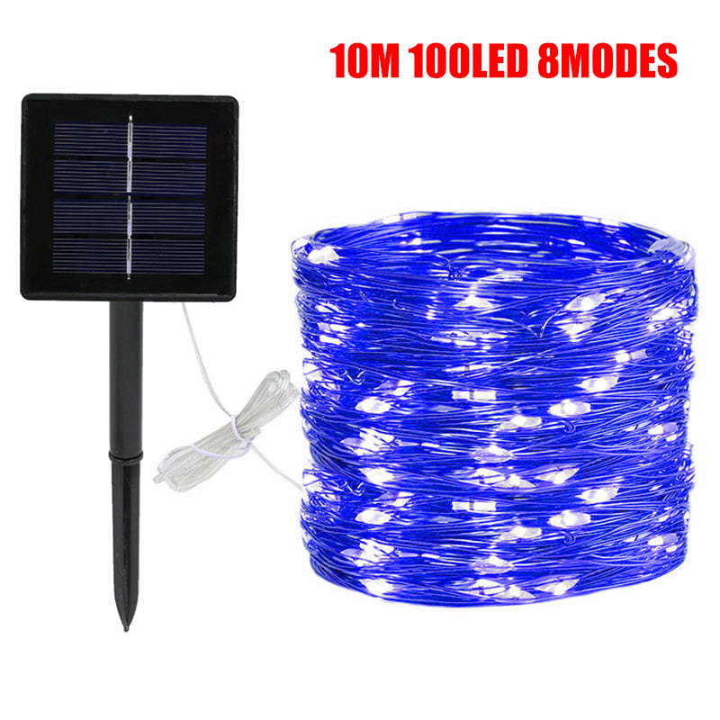 10M/100LEDS Lights Solar Powered Copper Wire String Fairy Waterproof Light Lamp 