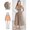 Brown, variant on Womens Brown Plaid Smocked Midi Dress With Pockets