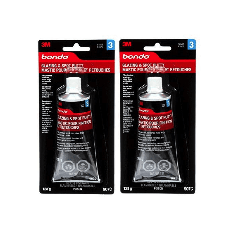 Bondo Glazing and Spot Putty, 00907ES, 4.5 oz, 1 Tube (2 Pack
