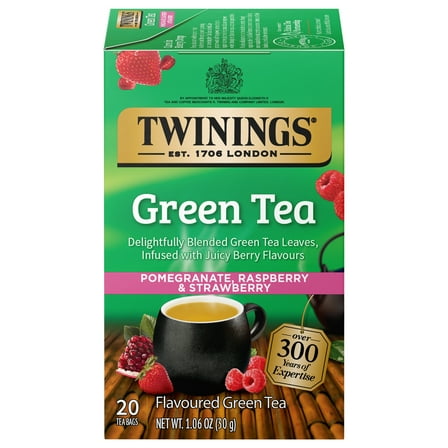 Twinings Green Tea with Pomegrante, Raspberry & Strawberry Tea Bags, 20 Count