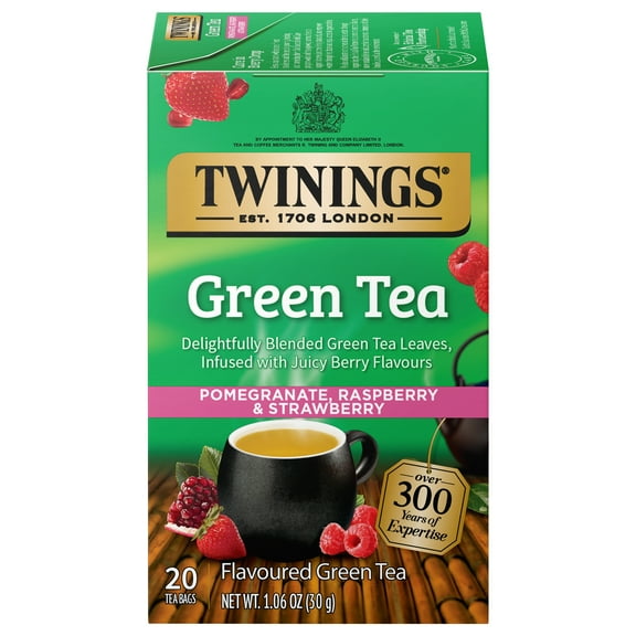 Twinings Green Tea with Pomegrante, Raspberry & Strawberry Tea Bags, 20 Count