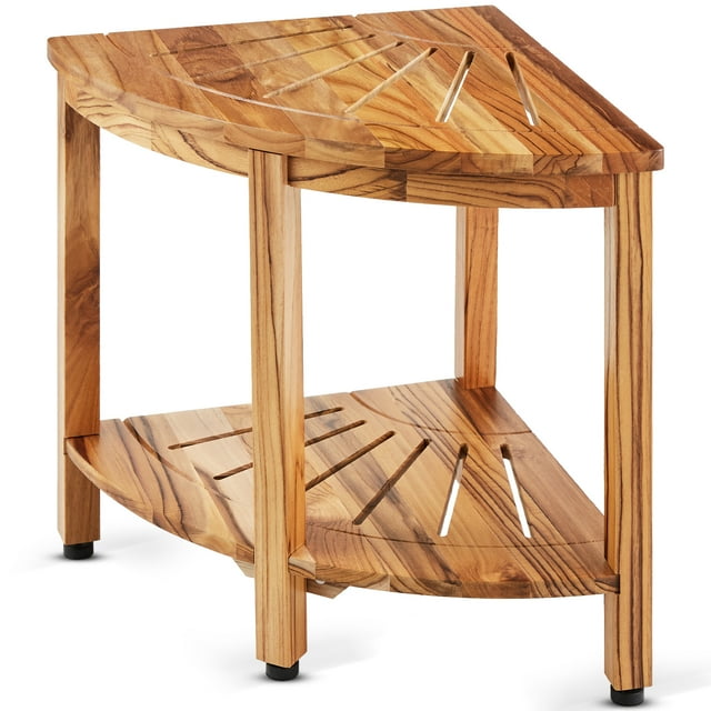VEVOR Banc de Douche d'Angle en Teck 18.5"H X 15.5"R en Bois de Teck pour Intérieur de Douche Salle de Bain