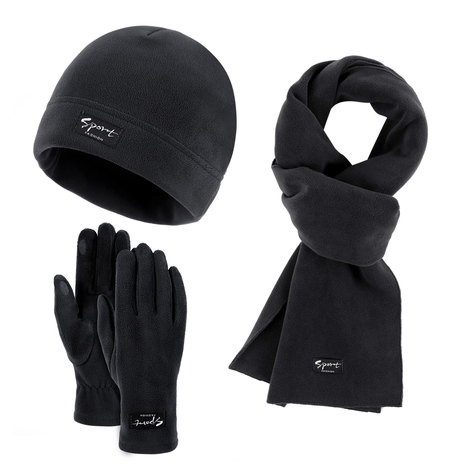 Ensemble Hiver Bonnet Écharpe Gants - Chaud, Doublure Peluche, Unisexe (Cadeau Idéal)