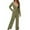 Olive Green, variant on Lovskoo 2024 Women's Fall One Piece Jumpsuits Long Sleeve V-Neck Belt Wide Leg Pants Romper Dressy Elegant Business Casual Outfits Black