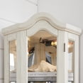 thumbnail image 5 of 70"H Lighted Corner Curio Cabinet with Tempered Glass Doors, Glass Display Cabinet with Curved Top Carving, Light Bulb and Carved Handles, Morden Narrow Cabinet for Living Room, Bedroom, White, 5 of 8