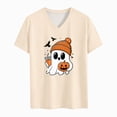 thumbnail image 4 of CAUYDY Halloween Shirts for Women Spooky Season V Neck Raglan Sleeve Tee Top Soft Fabric Lightweight Vibrant Parttern Beige Sizes 3XL, 4 of 5