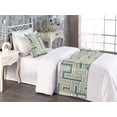 thumbnail image 2 of Geometric Bed Runner Set, Retro Design Maze Inspired Rectangles Pattern in Neutral Boho Theme, Decorative Bedding Scarf & a Pillow Sham for Hotels Homes, Twin, Champagne and Mustard, by Ambesonne, 2 of 3