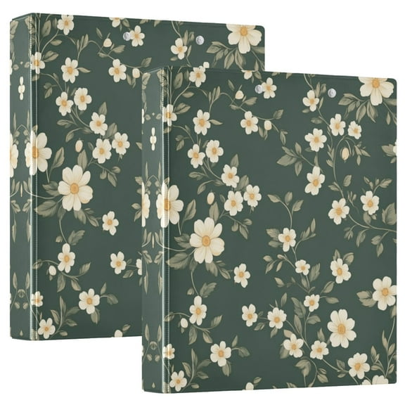 Waterproof PVC Round Ring Binder - D-Rings Clipboard, 200 Page Capacity (1 or 2-Pack), Ideal for Office , Home and School，Flowers