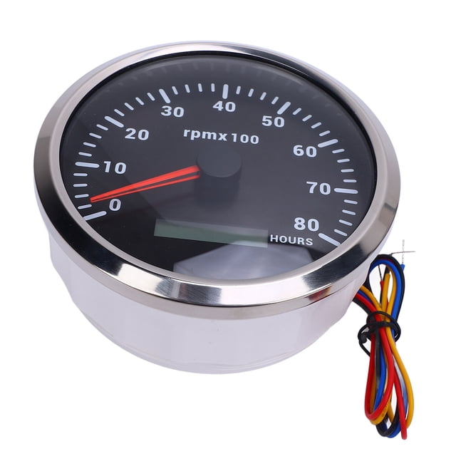 Boat RPM Gauge, 110mm 4-3/8in Tachometer 7 Color Backlight DC 9-32V 8000RPM Gauge with Hour Meter for Car Yacht RV Truck