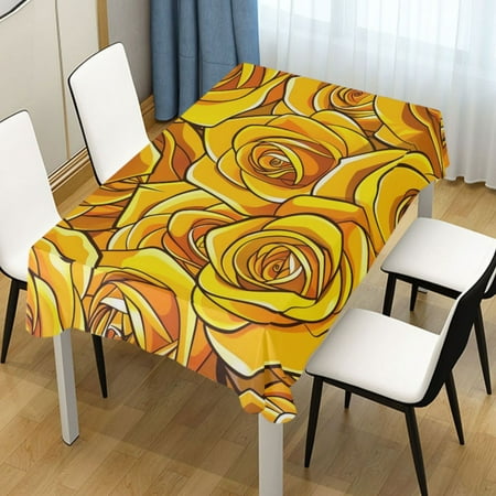 

ALAZA Yellow Roses Flowers Rectangle Tablecloth Tablecover Dinning Table Cloth 54 x54