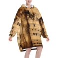 thumbnail image 2 of Music Note Print Print Oversized Blanket Hoodie, Wearable Blanket Adult For Women Men And Teenager, Super Soft Warm Flannel Fluffy Hooded Blankets Sweatshirt With Big Pocket, 2 of 8