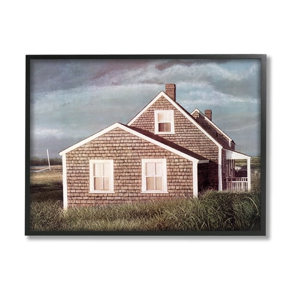 Stupell Industries Coastal Home Atmospheric Beachside Cloudy Sky Photograph Black Framed Art Print Wall Art, Design by Tom Mielko