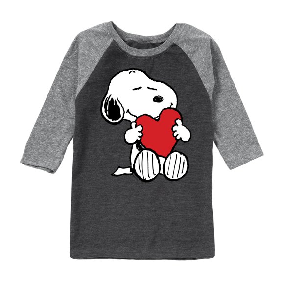 Peanuts -  Valentine's Hugging Heart  - Toddler And Youth Raglan Graphic T-Shirt