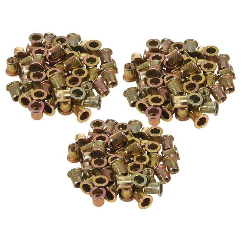 M6X12mm Flat Head Threaded Rivet Nut Insert Nutsert Fasteners 150 Pcs