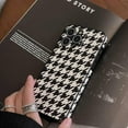 thumbnail image 2 of Houndstooth Leather Phone Case for iPhone 12 Pro Black White Checkered Grids Luxury Stylish Chic Aesthetic Classy Design Full Side Camera Protective Girls Women 12pro 6.1" Cover, 2 of 9