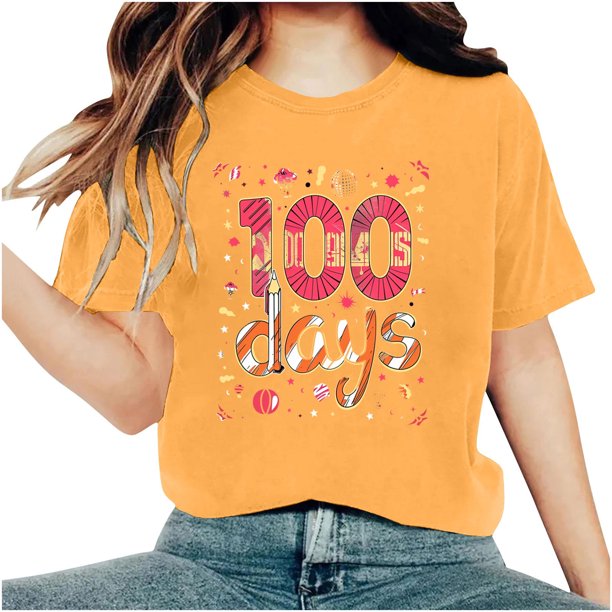 Camisetas de Cuello de Tripulación de Manga Corta para Mujeres Carta Impresa Camiseta 95% Poliéster 5% Spandex, Manga Corta Cuello Redondo Top Casual para Diario