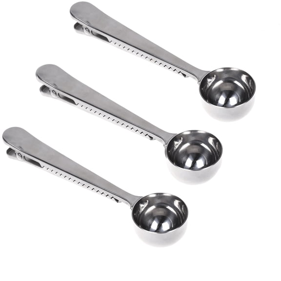 LQQBOX 3 Pcs Coffee Scoop Spoon with Bag Clip, Stainless Steel Coffee Measuring Scoop Spoon