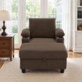 thumbnail image 2 of Lunale Accent Chair with Storage Ottoman & Adjustable Backrest, Chaise Lounge Chair Indoor with USB, Living Room Reading Armchair, Coffee, 2 of 10