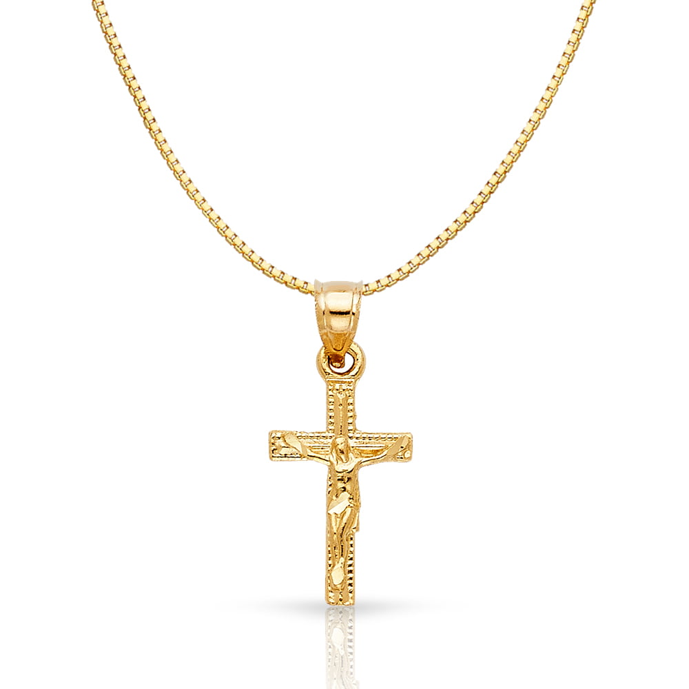 Height 22 MM Details about   14k Tri Color Gold CZ Religious Cross Pendant 31 MM x Width