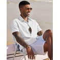 thumbnail image 6 of COOFANDY Men's Linen Solid Wedding Short Sleeve Shirt Button Up Relaxed-Fit Shirts, 6 of 7