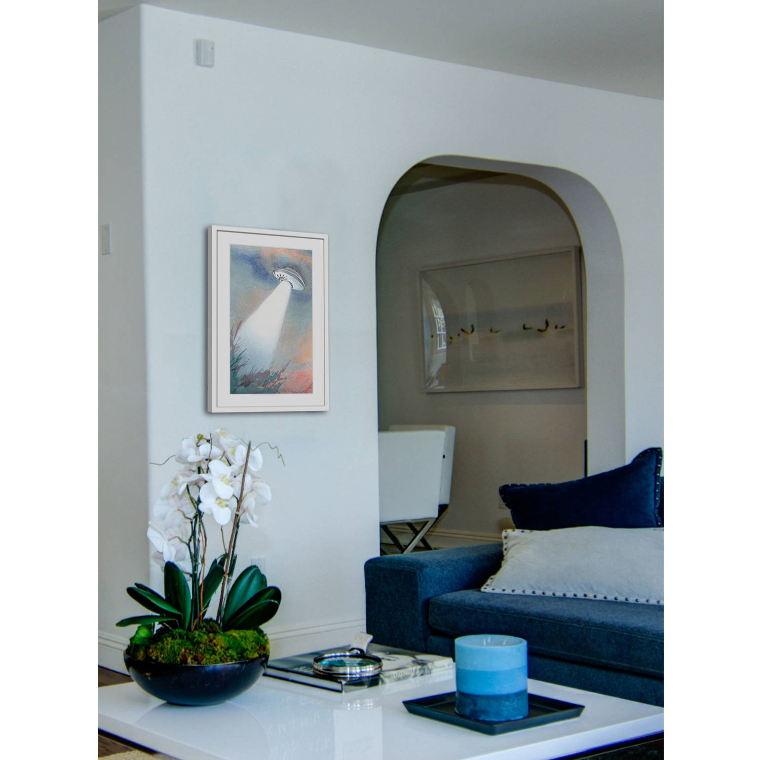 "UFO Arrival" Framed Painting Print