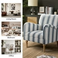 thumbnail image 5 of Stripe Accent Chairs Set of 2 Upholstered Wood Legs Armchairs Home Living Room Adult Navy, 5 of 9