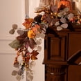 thumbnail image 5 of Valery Madelyn 6Ft Pre-Lit Fall Garland Lighted Harvest Garland with Red Orange White Pumpkin & Pine Cone for Thanksgiving Fireplace Farmhouse Front Door Banisters Porch, 5 of 8